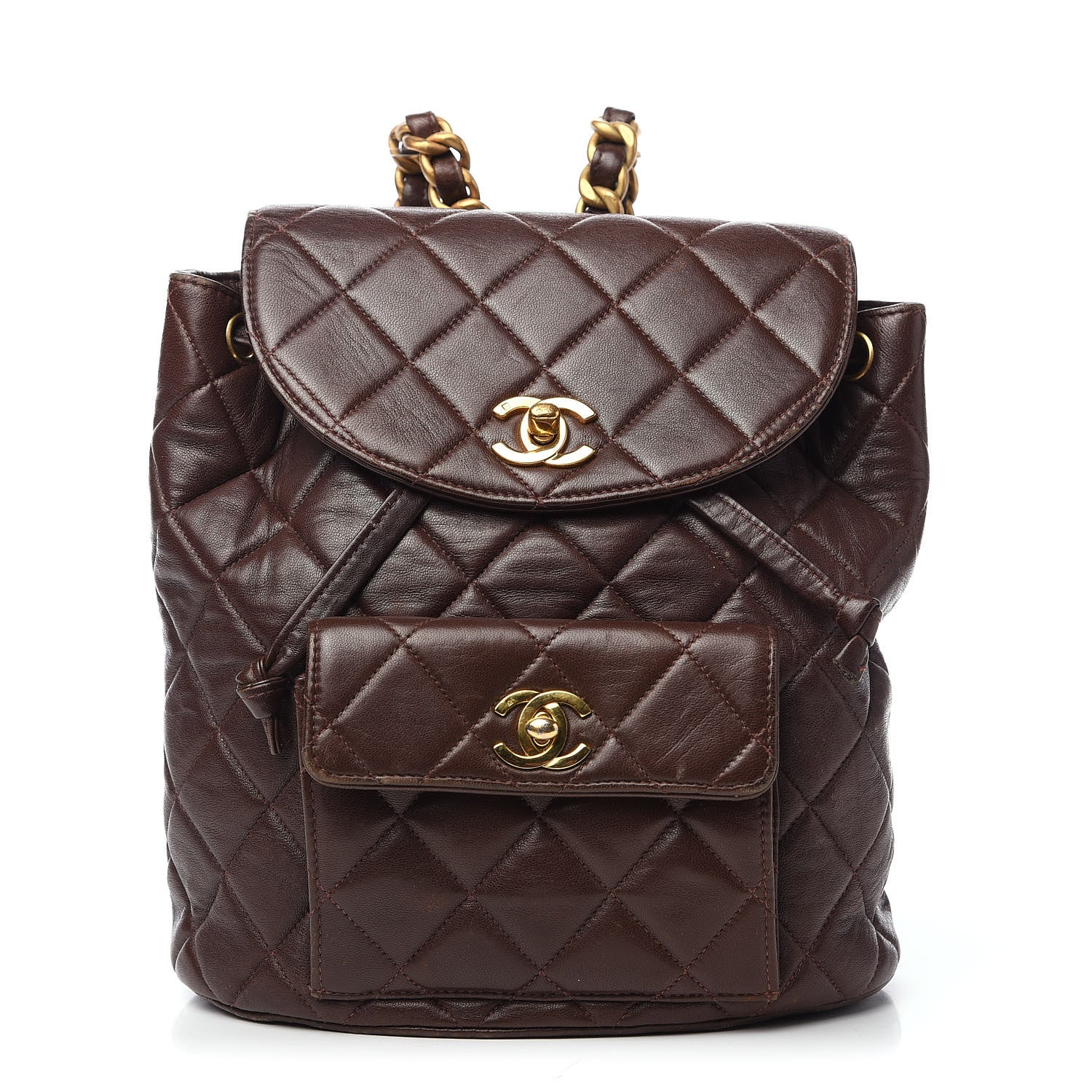 Chanel Lambskin Quilted Backpack Brown 1 of 16