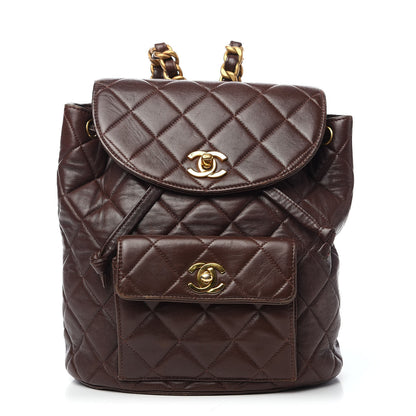 Chanel Lambskin Quilted Backpack Brown 1 of 16