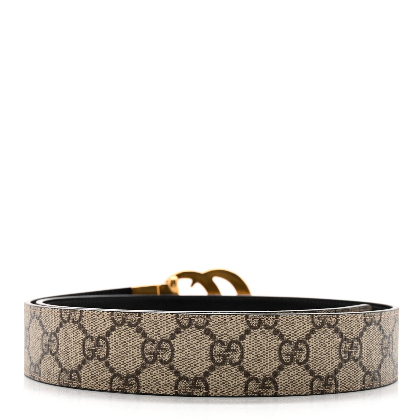 Calfskin GG Supreme Monogram Double G Reversible 40mm Belt 90 36 Beige New Acero