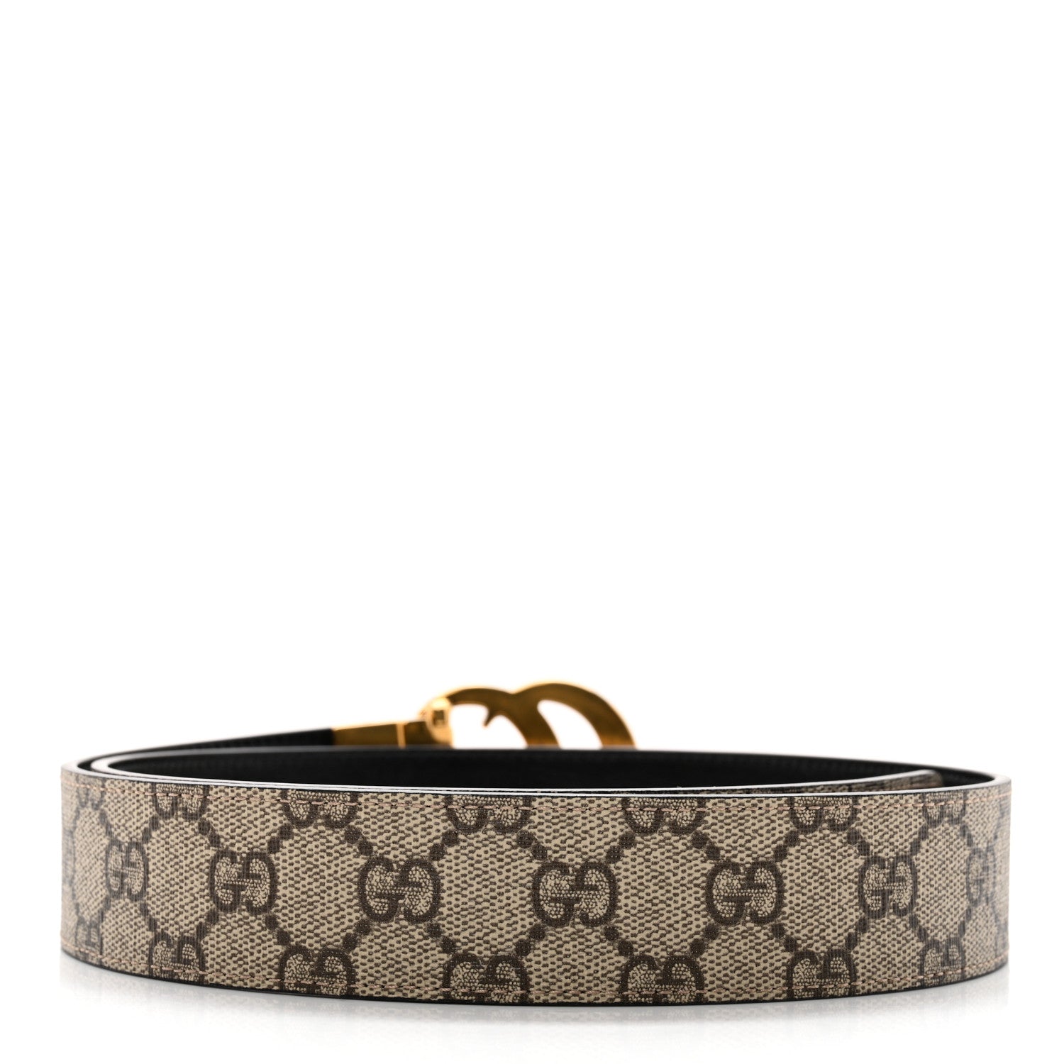Gucci Calfskin GG Supreme Monogram Double G Reversible 40mm Belt 90 36 Beige New Acero 3 of 9