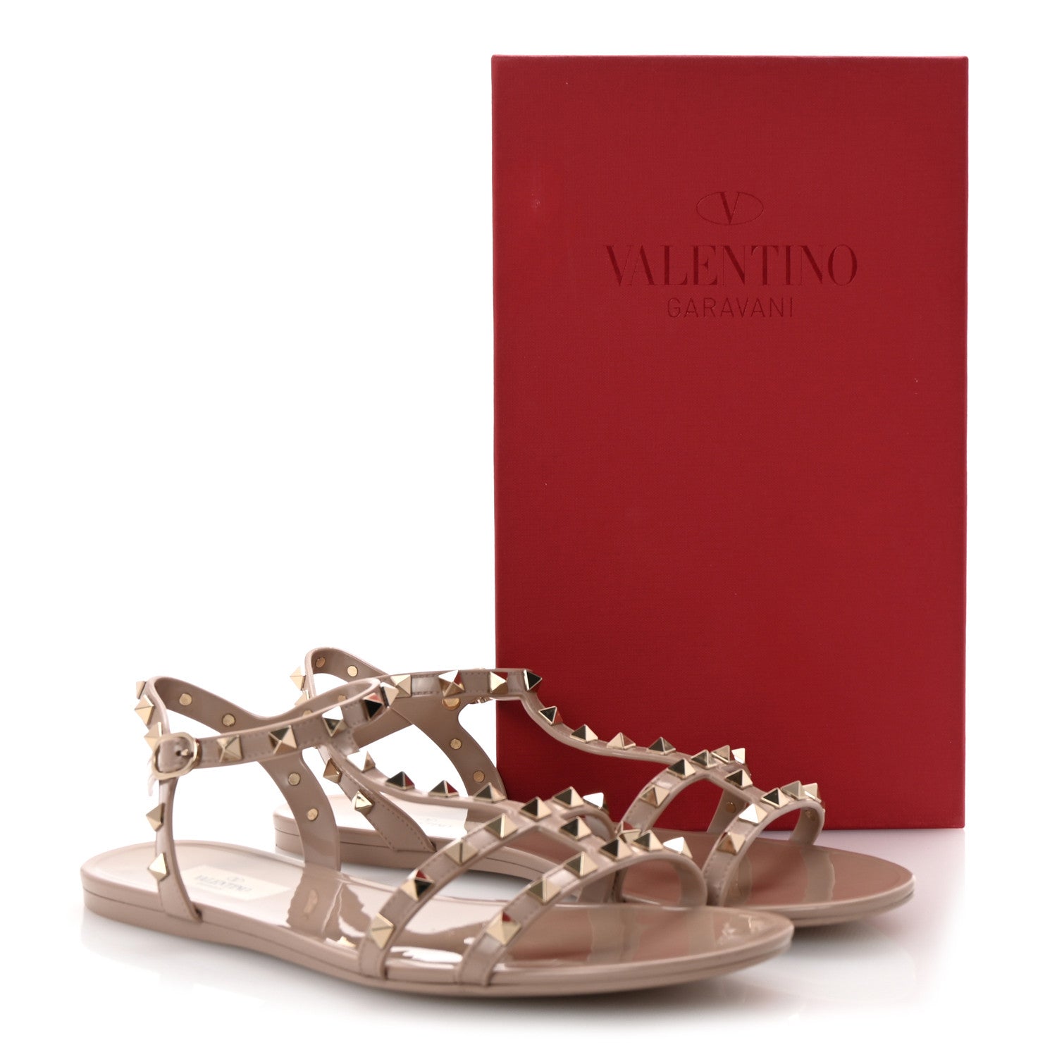 Valentino Garavani PVC Jelly Rockstud Caged Sandals 41 Poudre 9 of 9