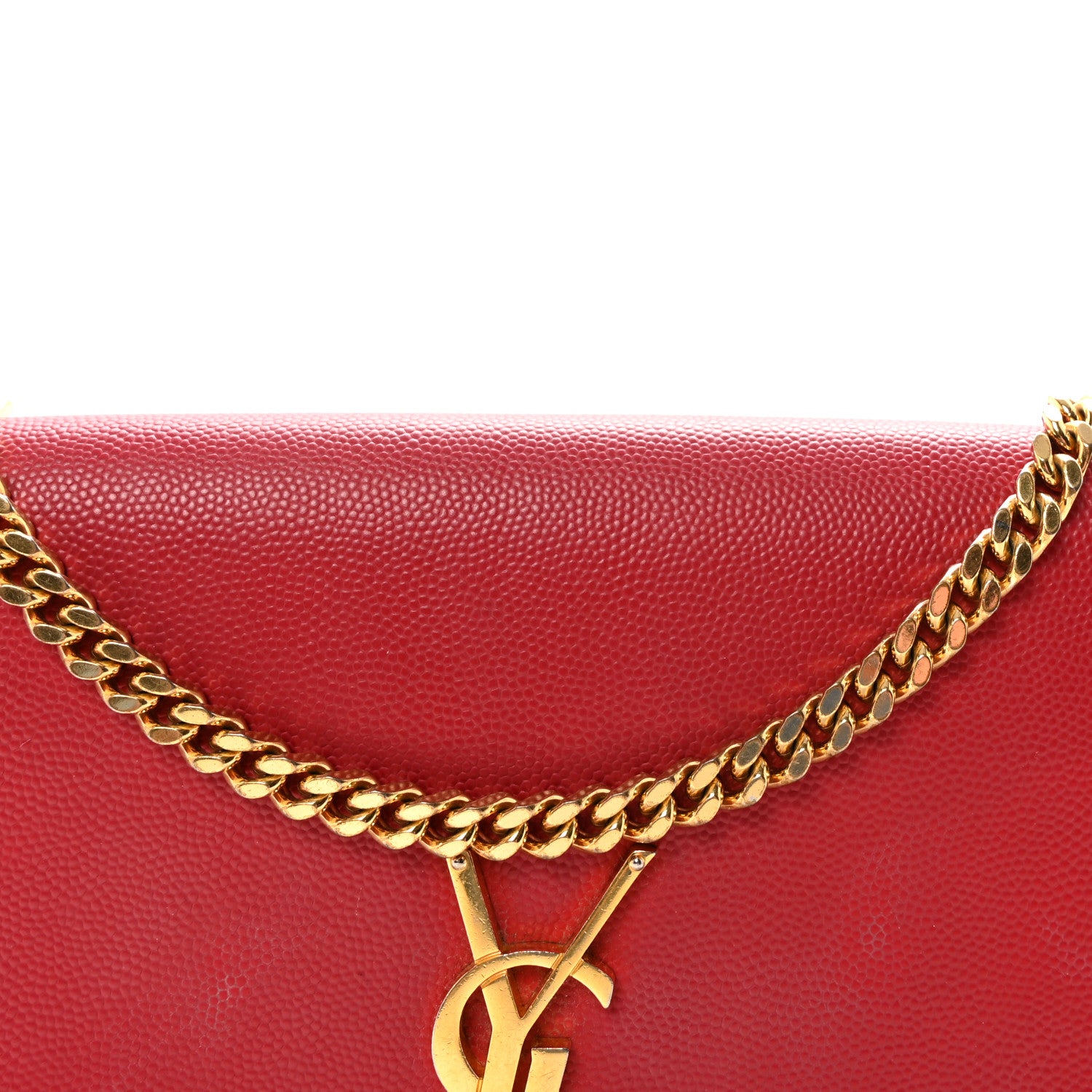 Saint Laurent Grain De Poudre Medium Monogram Kate Satchel Red 7 of 9