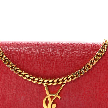 Saint Laurent Grain De Poudre Medium Monogram Kate Satchel Red 7 of 9