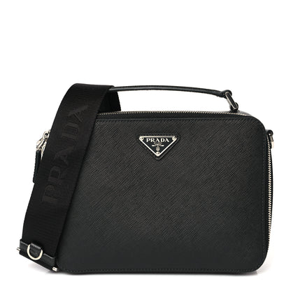 Prada Saffiano Travel Medium Brique Crossbody Bag Black 1 of 9