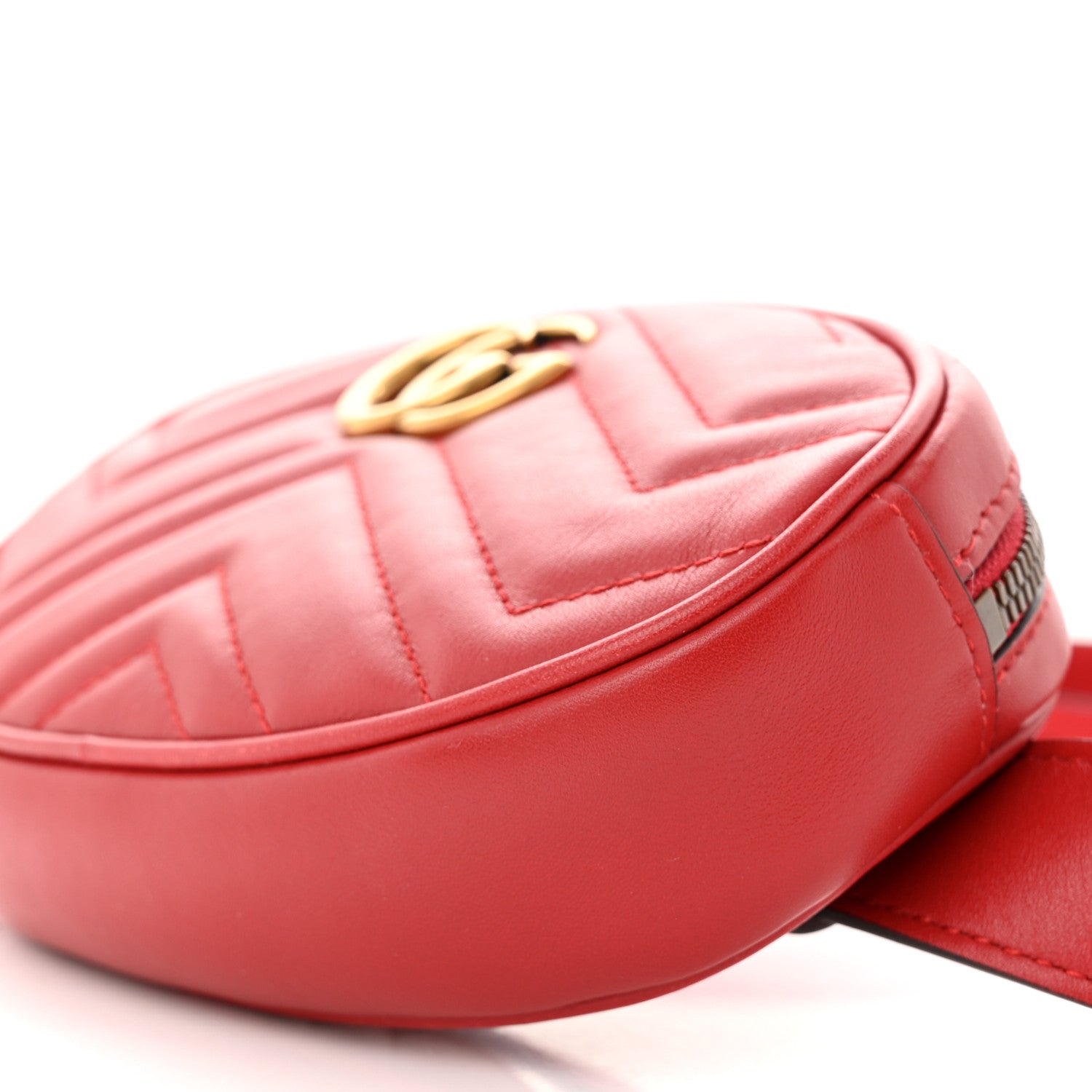 Gucci Calfskin Matelasse GG Marmont Belt Bag 85 34 Hibiscus Red 10 of 10