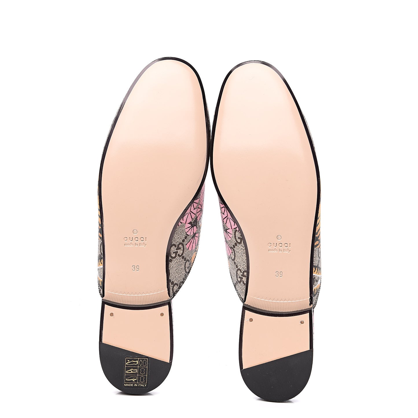 GG Supreme Monogram Bengal Womens Princetown Slippers 39 Beige Crop Pink