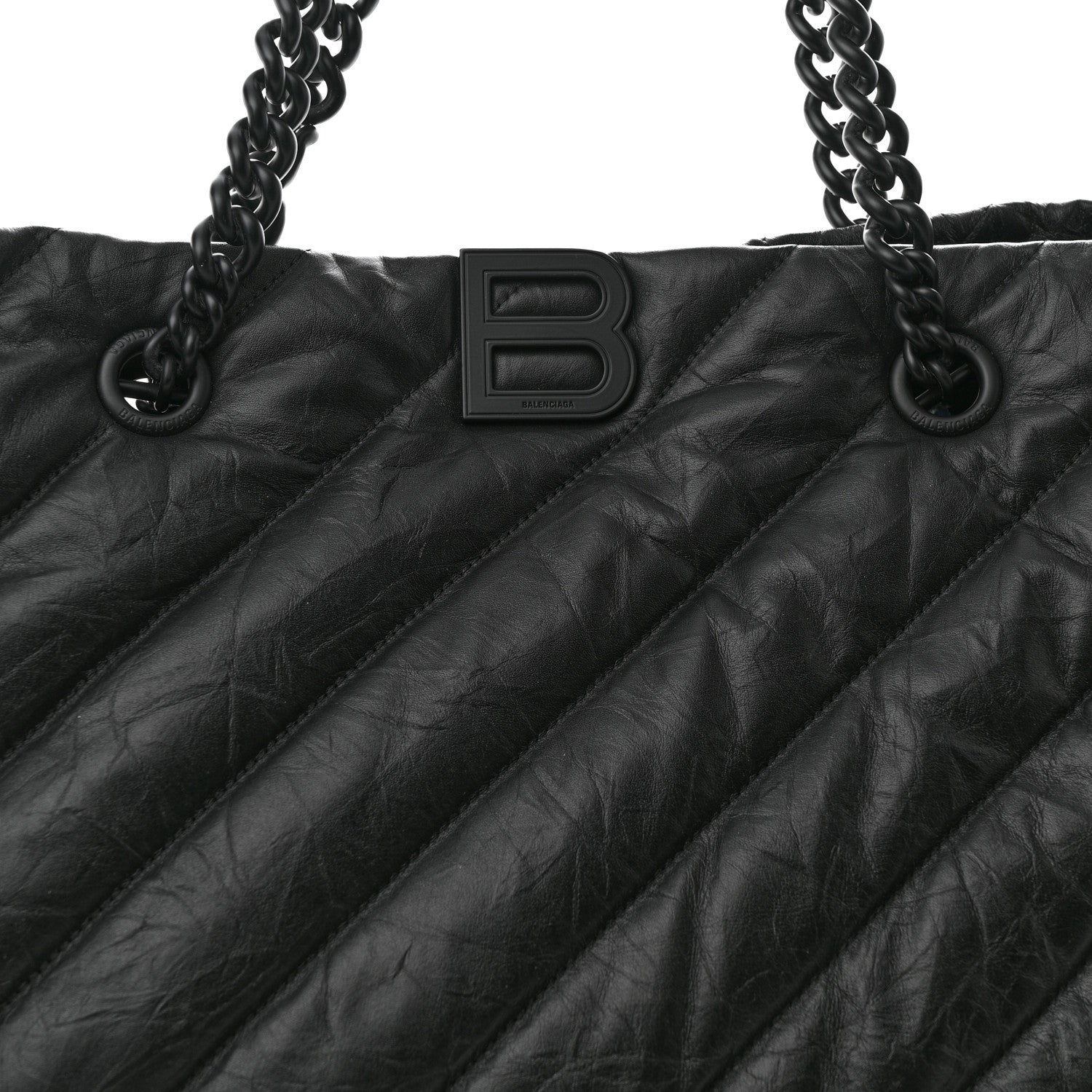 Balenciaga Crushed Calfskin Quilted Matte Black Hardware Large Crush Carry All Tote Bag Black 7 of 9