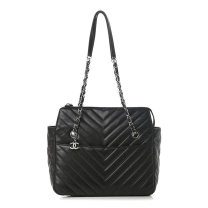 Chanel Lambskin Chevron Quilted Shoulder Bag Black 1 of 14