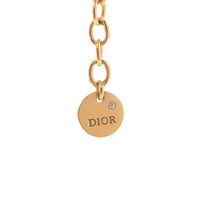 Christian Dior Metal Crystal Pearl CD Necklace Gold 5 of 6