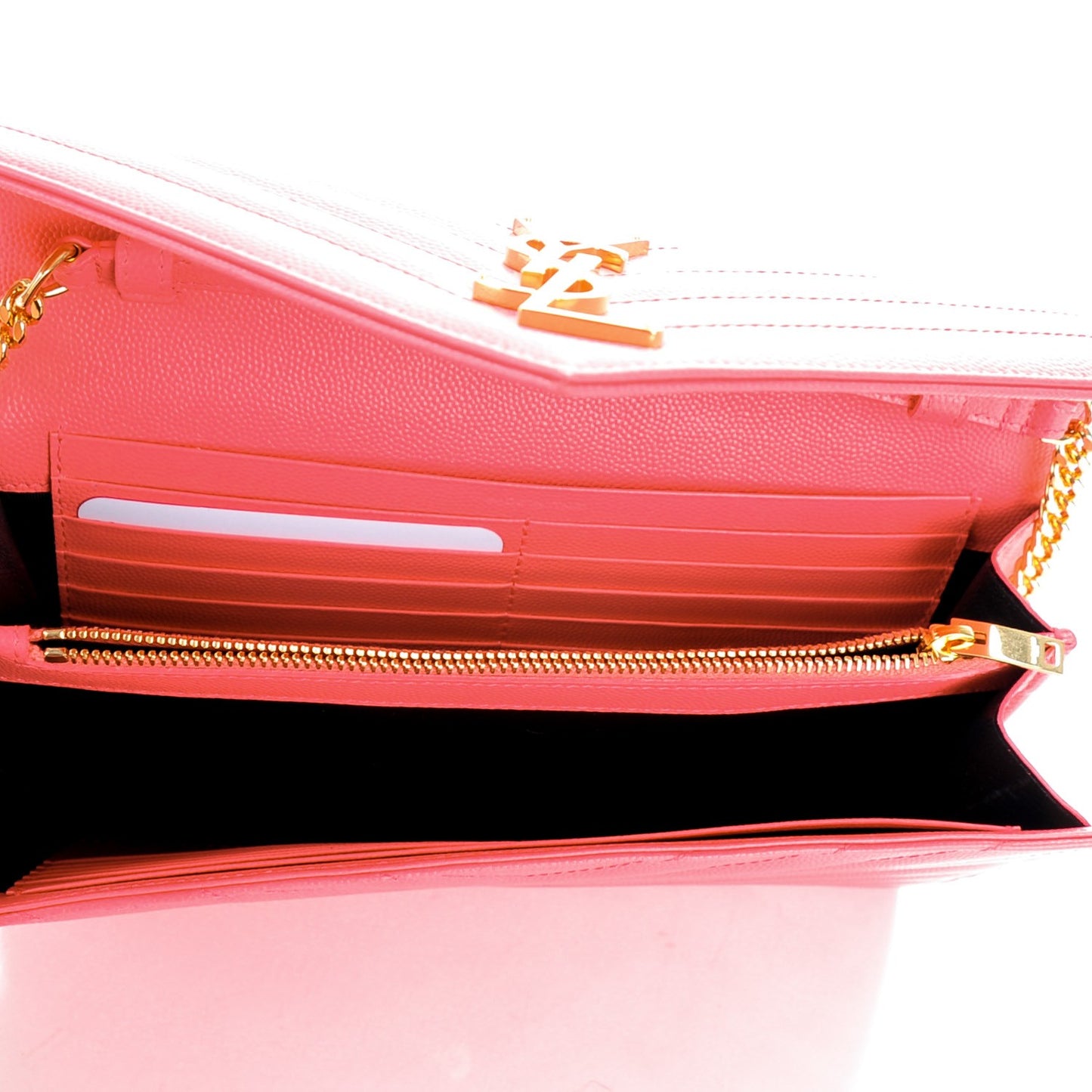 Grain De Poudre Matelasse Chevron Monogram Chain Wallet Rose Clair