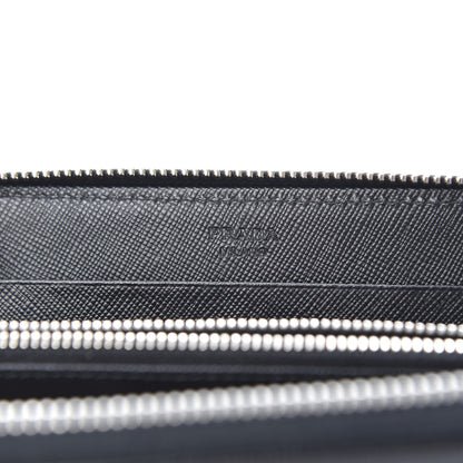 Prada Saffiano Oro Zip Around Wallet Black 6 of 9