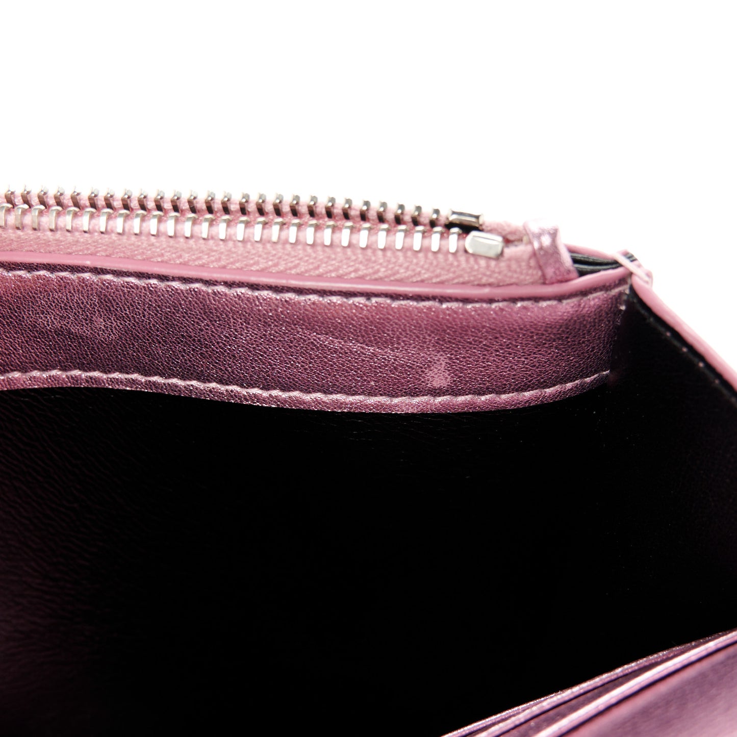 Metallic Calfskin Monogram Envelope Chain Wallet New Azalea