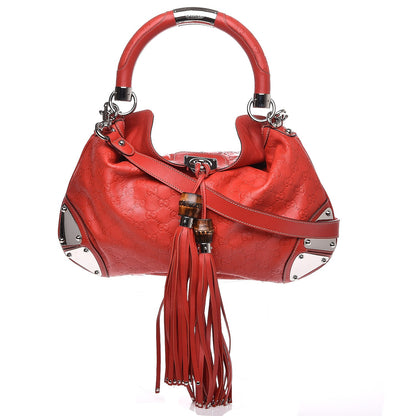 Gucci Guccissima Medium Indy Top Handle Hobo Red 1 of 22