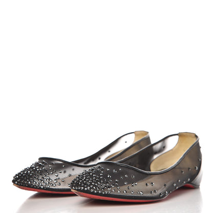 Christian Louboutin Mesh Crystal Embellished Follies Strass Flats 37 Black 3 of 10