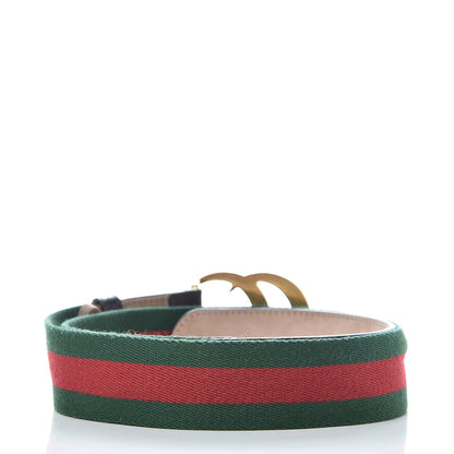 Gucci Nylon Textured Calfskin Double G Web 40mm Belt 90 36 Green Red Dark Cocoa 3 of 8