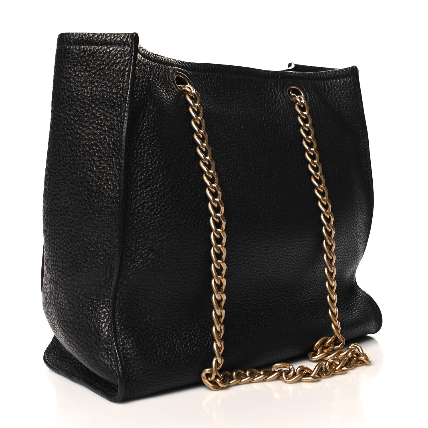 Prada Vitello Daino Chain Shopping Tote Black 3 of 9