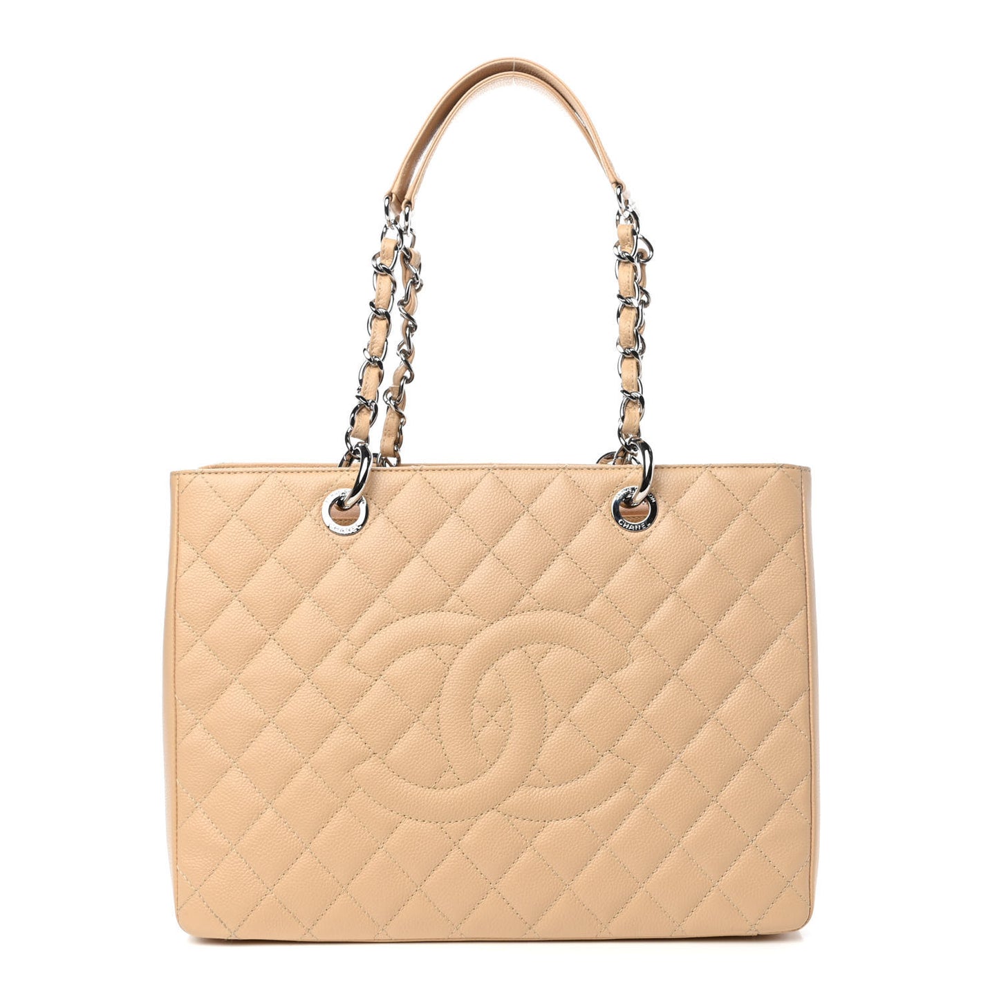Caviar Quilted Grand Shopping Tote GST Beige Clair