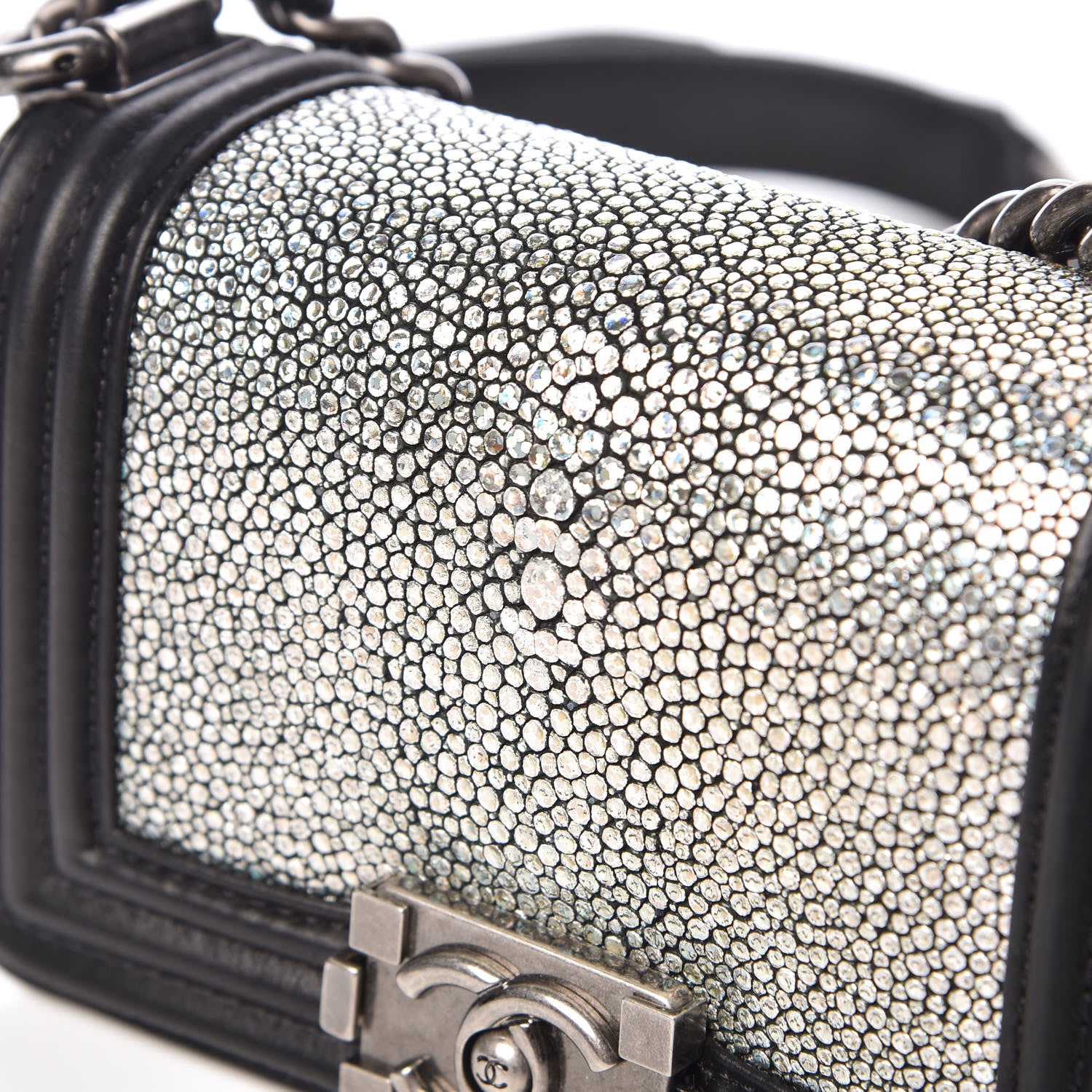 Chanel Galuchat Stingray Mini Boy Flap Black Silver 9 of 12