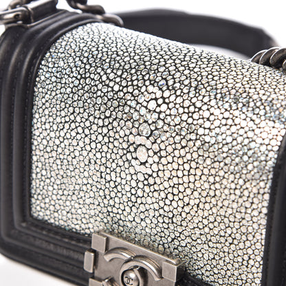 Chanel Galuchat Stingray Mini Boy Flap Black Silver 9 of 12