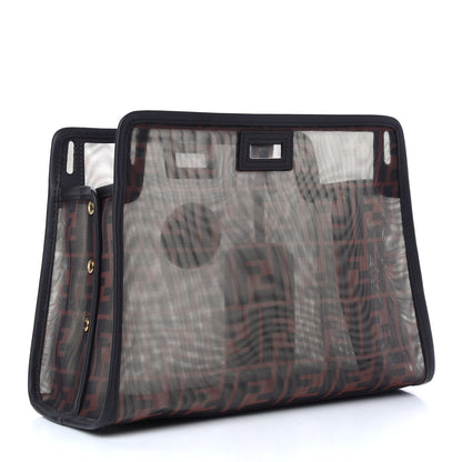 Fendi Mesh Vitello Century FF 1974 Mini Peekaboo Defender Cover Marrone Black Ebano 2 of 8
