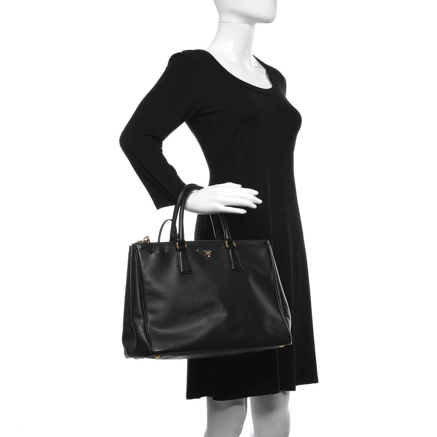 Prada Saffiano Large Galleria Double Zip Tote Black 2 of 8