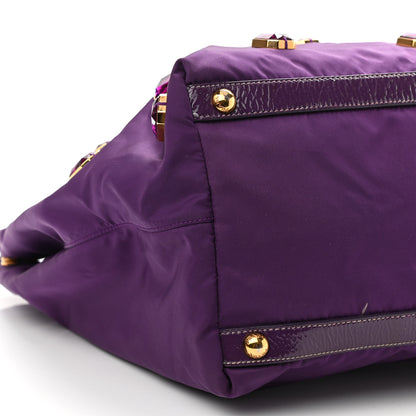 Prada Tessuto Nylon Pietre Jeweled Tote Anemone 8 of 13
