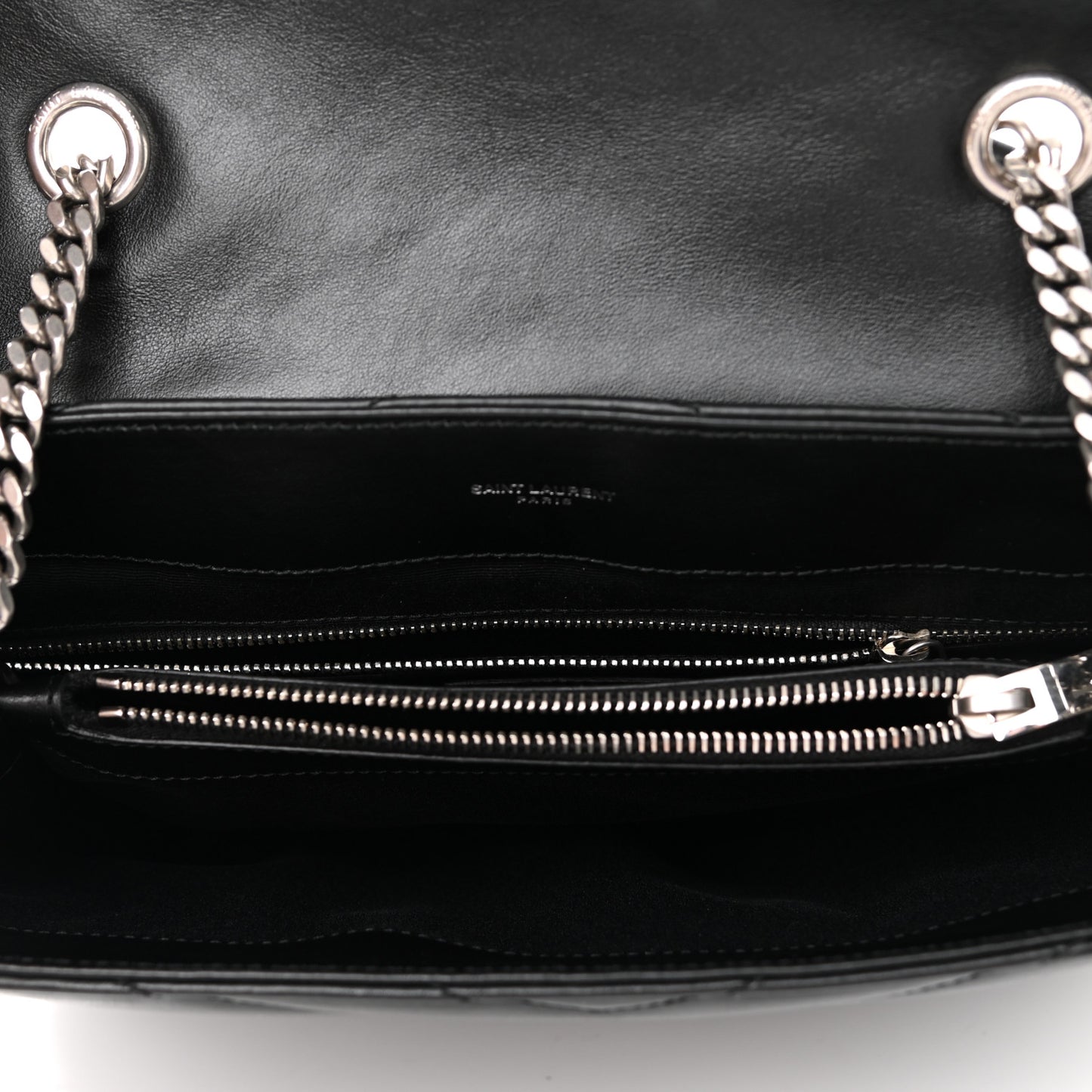 Calfskin Y Quilted Monogram Medium Loulou Chain Satchel Black