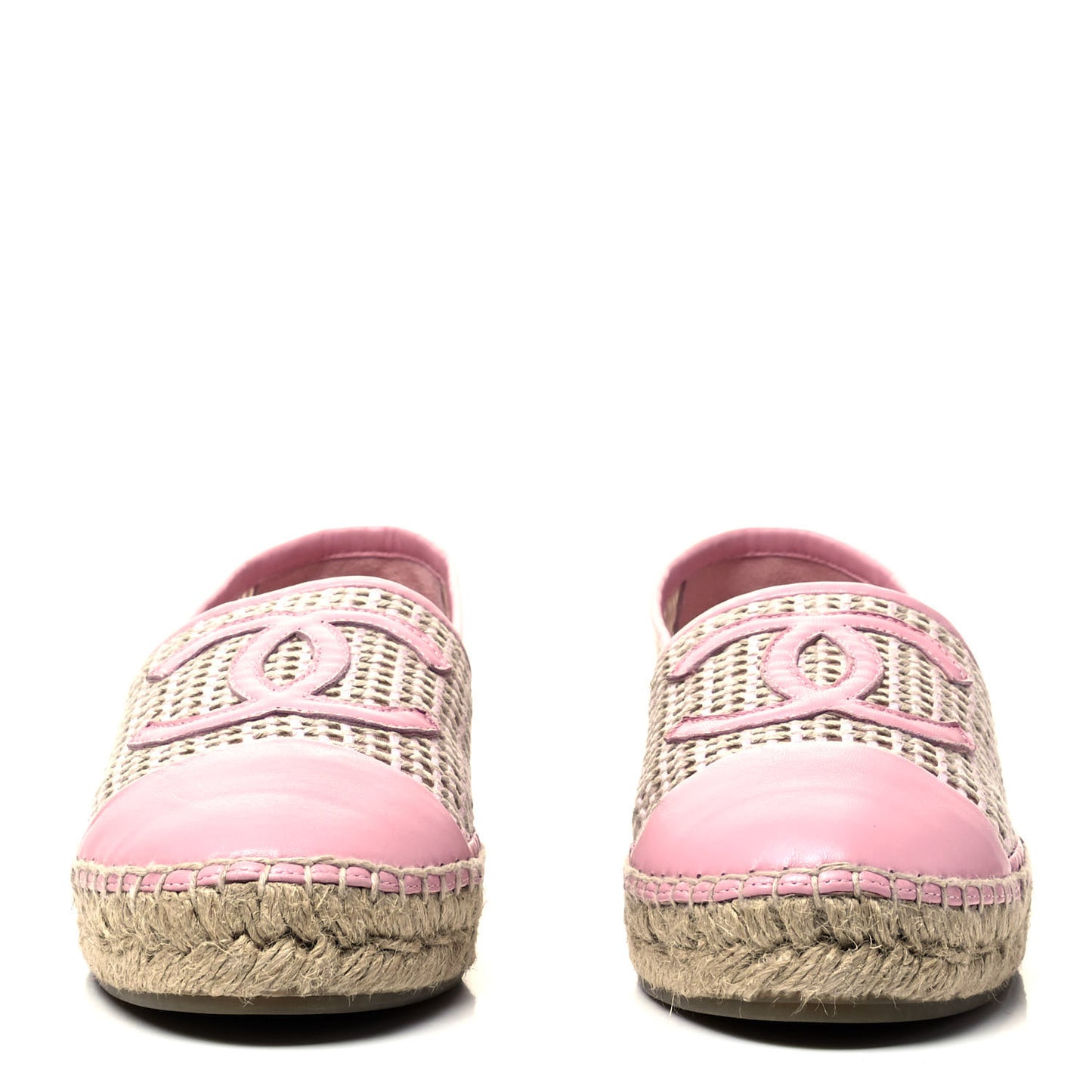 Mesh Lambskin CC Espadrilles 41 Light Pink Beige