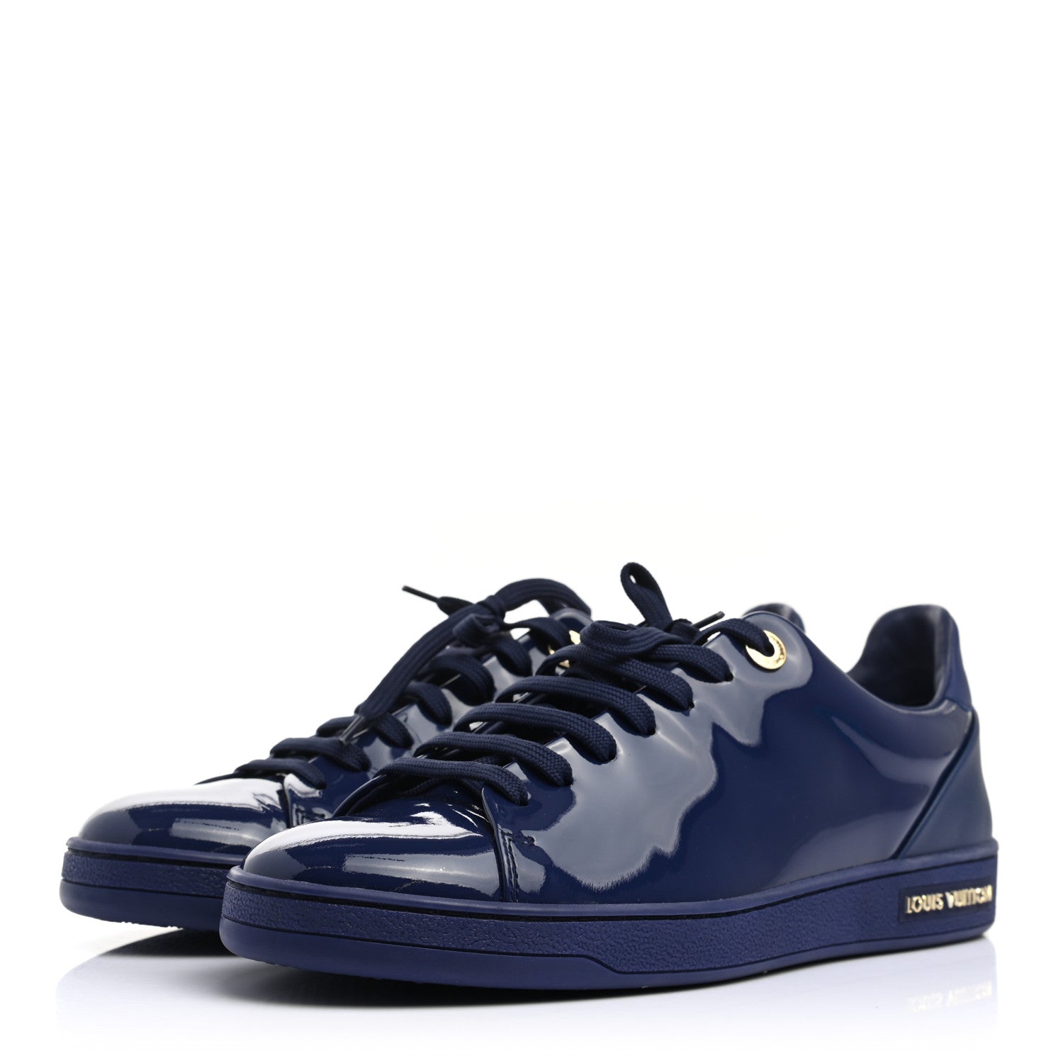 Louis Vuitton Patent Calfskin Frontrow Sneakers 38.5 Blue Nuit 3 of 8