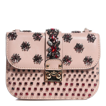 Valentino Garavani Vitello Crystal Embellished Glam Lock Rockstud Flap Blush 1 of 7