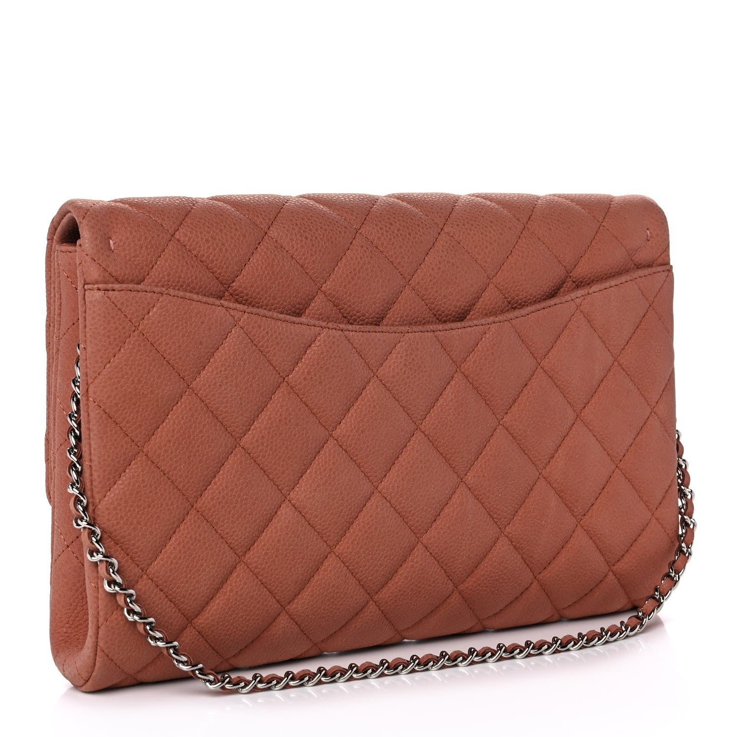 Chanel Iridescent Caviar Quilted Clutch With Chain Flap Light Brown 3 of 12