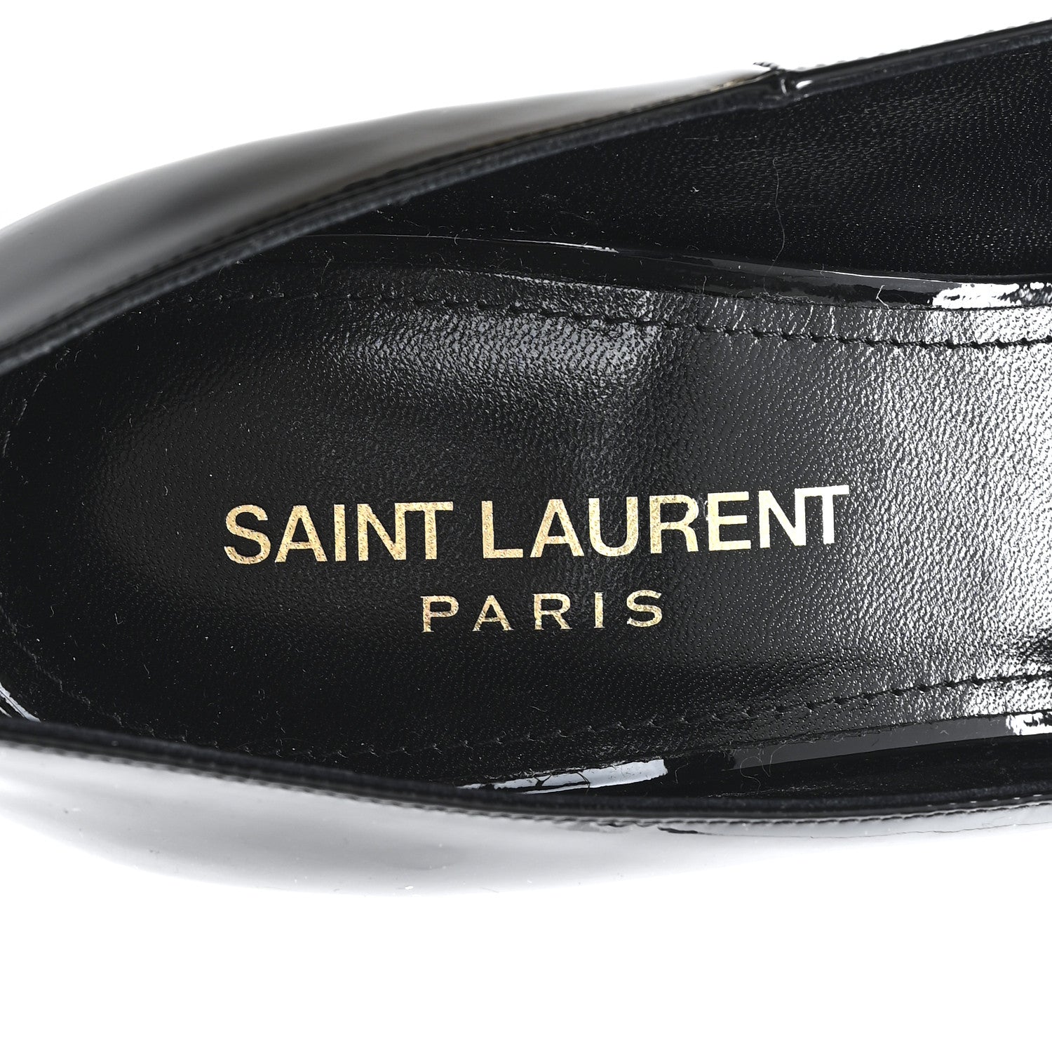 Saint Laurent Vernice Chiffon Opyum 110 Pumps  37.5 Black Gold 8 of 11