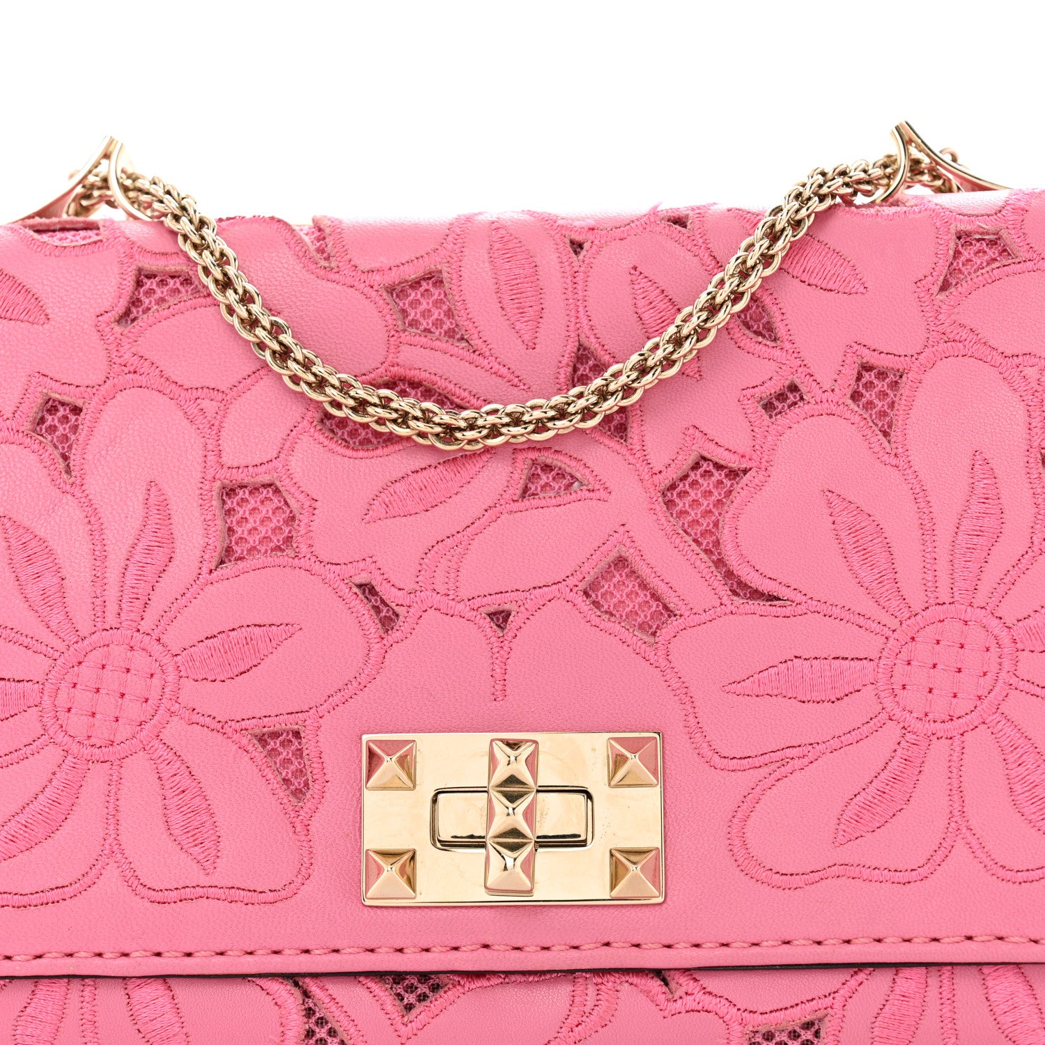 Valentino Garavani Nappa Lace Girello Flap Pop Fuxia 8 of 14