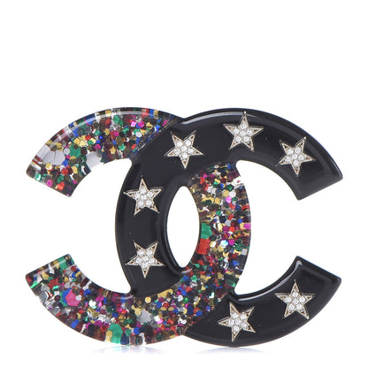 Chanel Resin Glitter Crystal CC Star Brooch Multicolor 1 of 5