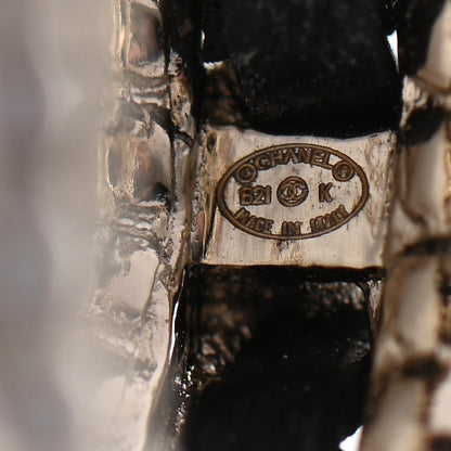 Chanel Metal Crystal Lambskin CC Ring 50 Gold Black 7 of 9