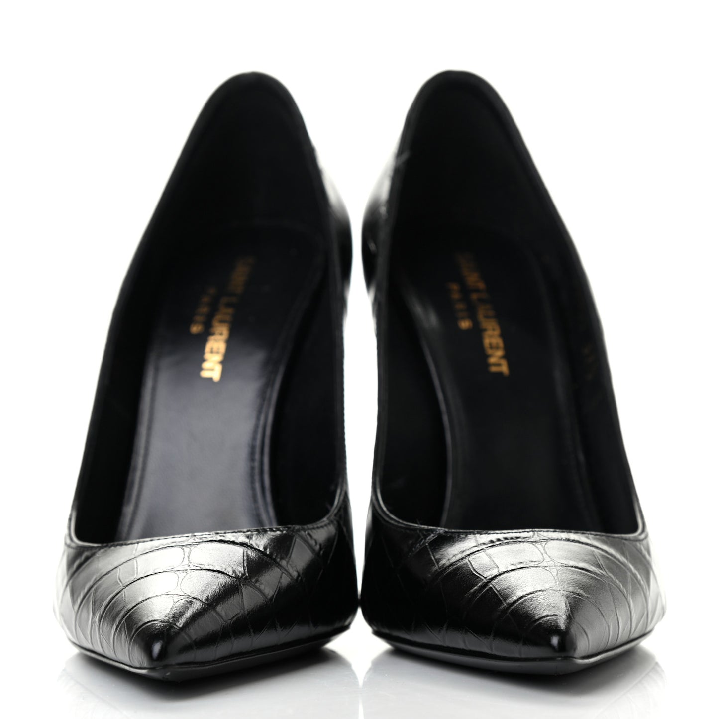 Calfskin Crocodile Embossed Opyum 110 Pumps 37.5 Black