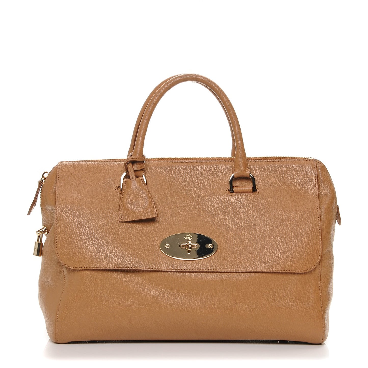 Glossy Goatskin Medium Del Rey Satchel Fudge