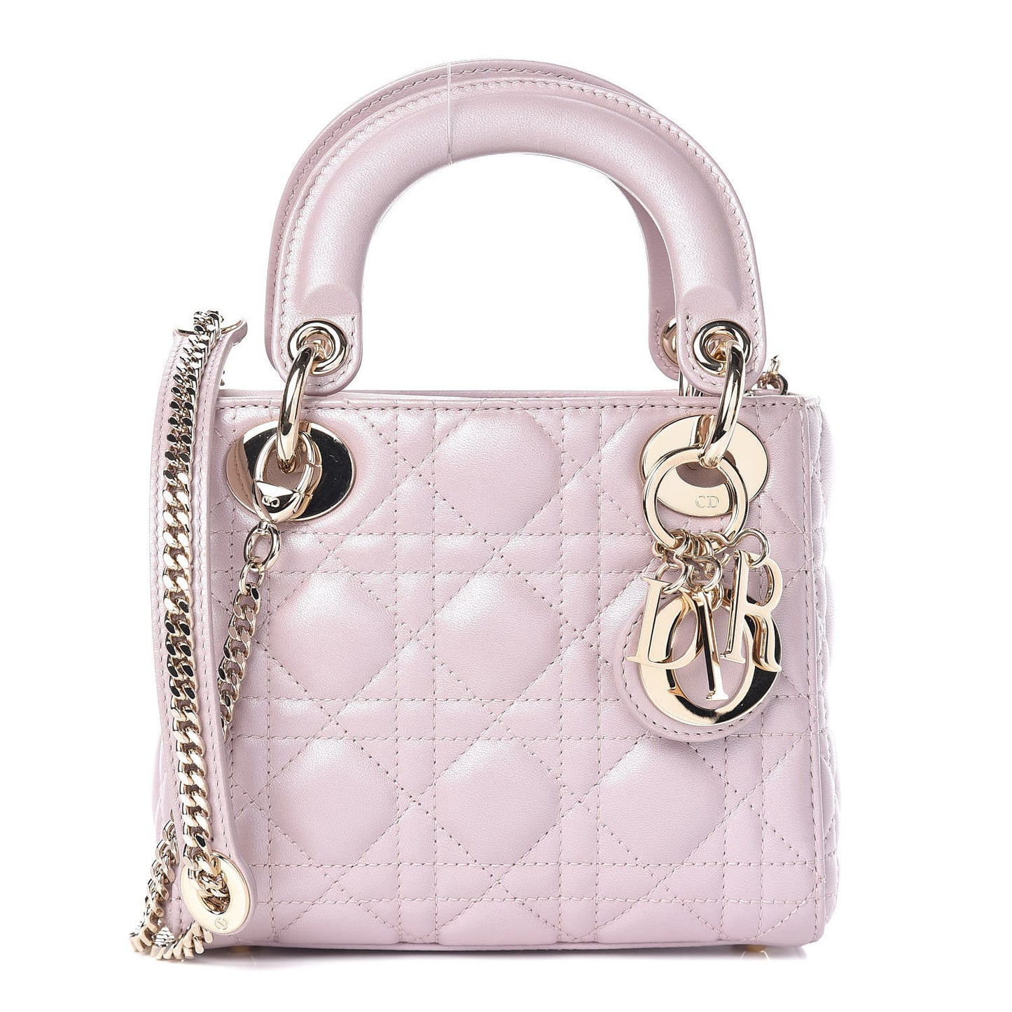 Metallic Lambskin Cannage Mini Lady Dior Lotus