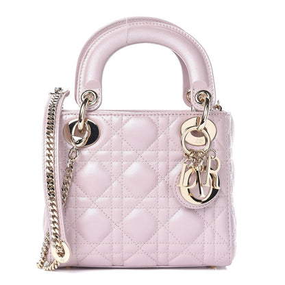 Christian Dior Metallic Lambskin Cannage Mini Lady Dior Lotus 1 of 11