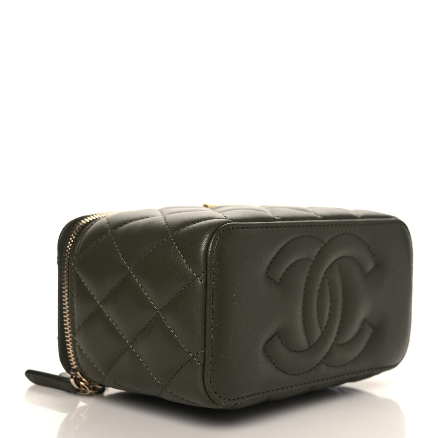 Chanel Lambskin Quilted Pick Me Up Vanity Case Khaki 4 of 11