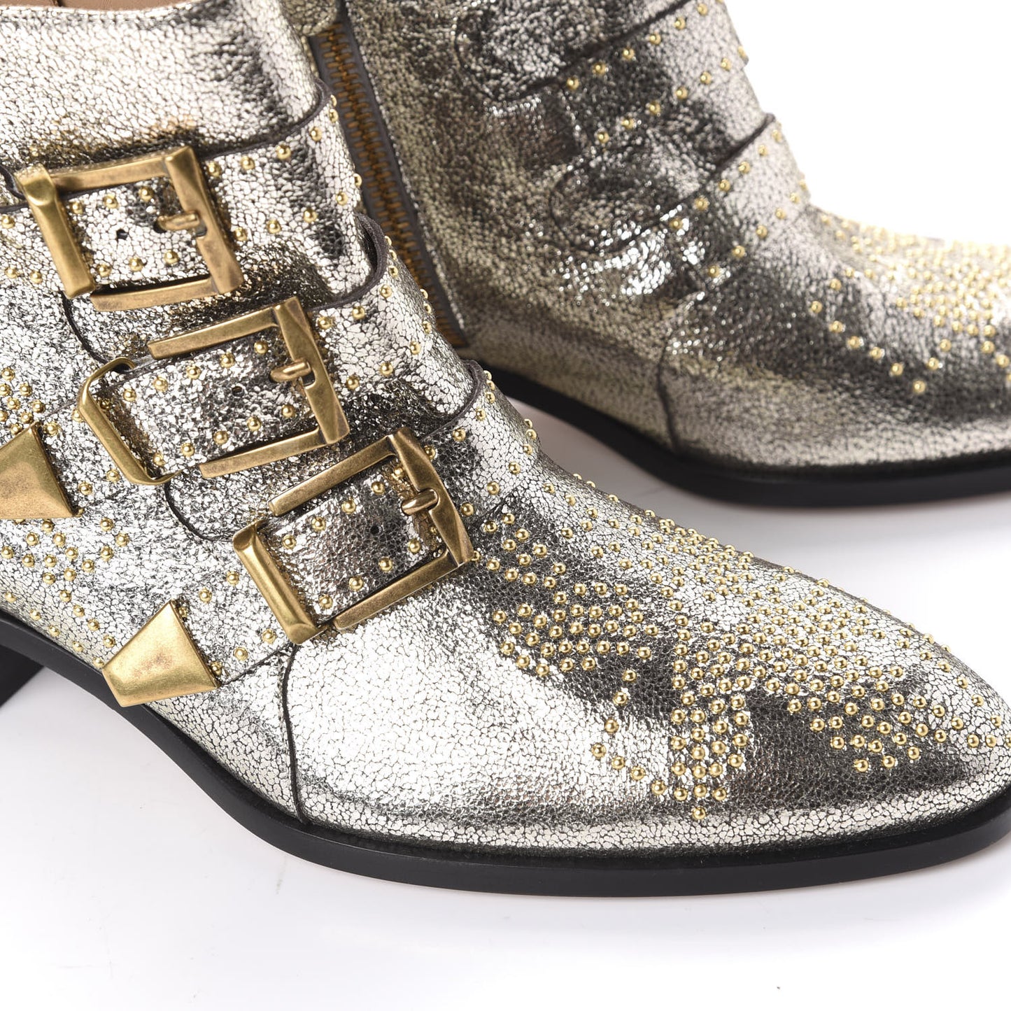 Metallic Nappa Sheepskin Studded Susanna Ankle Boots 38.5 Gold