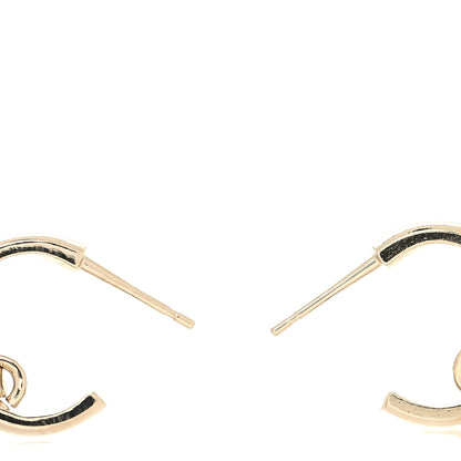 Chanel Metal Crystal Studded CC Hoop Drop Earrings Gold 3 of 4