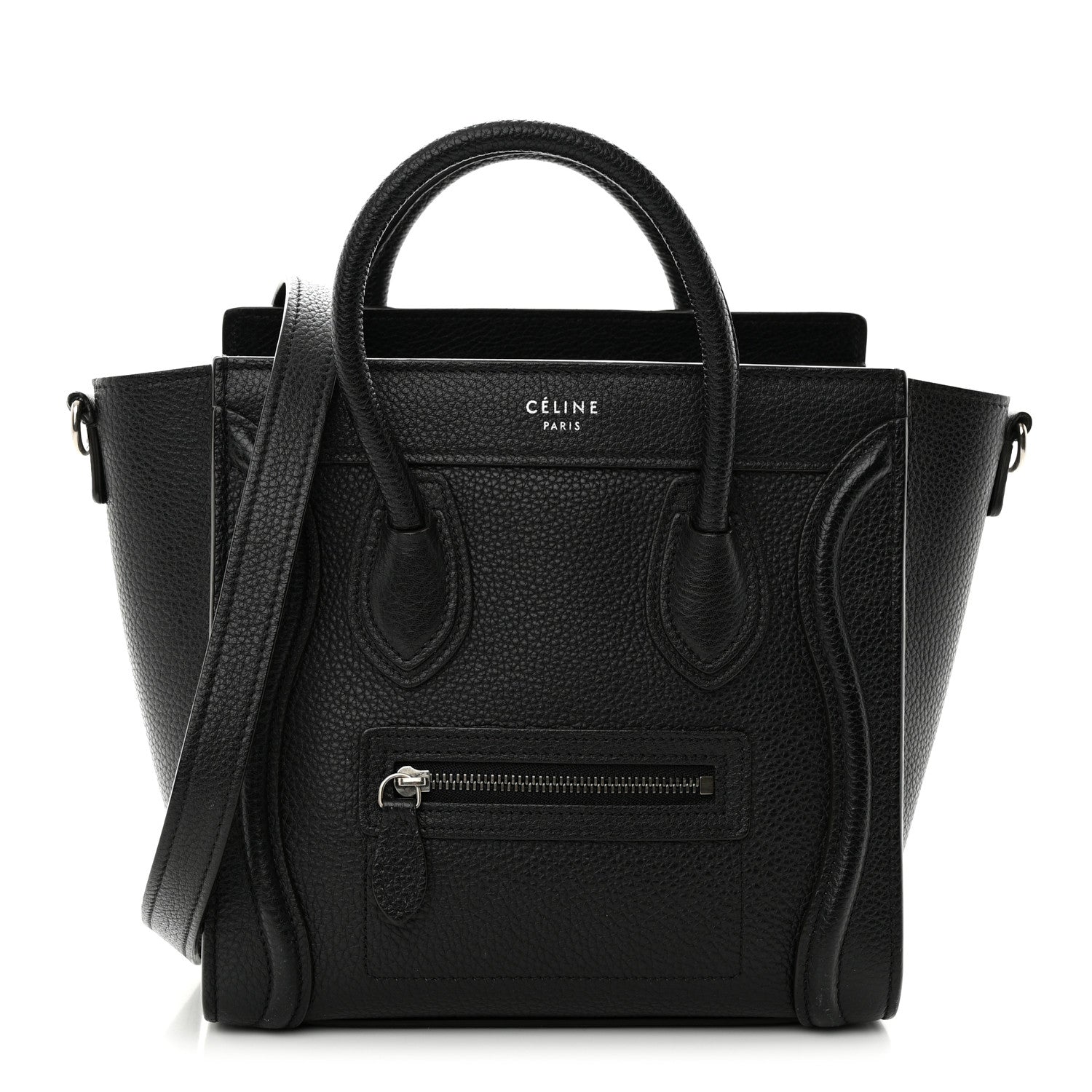 Celine Drummed Calfskin Nano Luggage Black 1 of 17