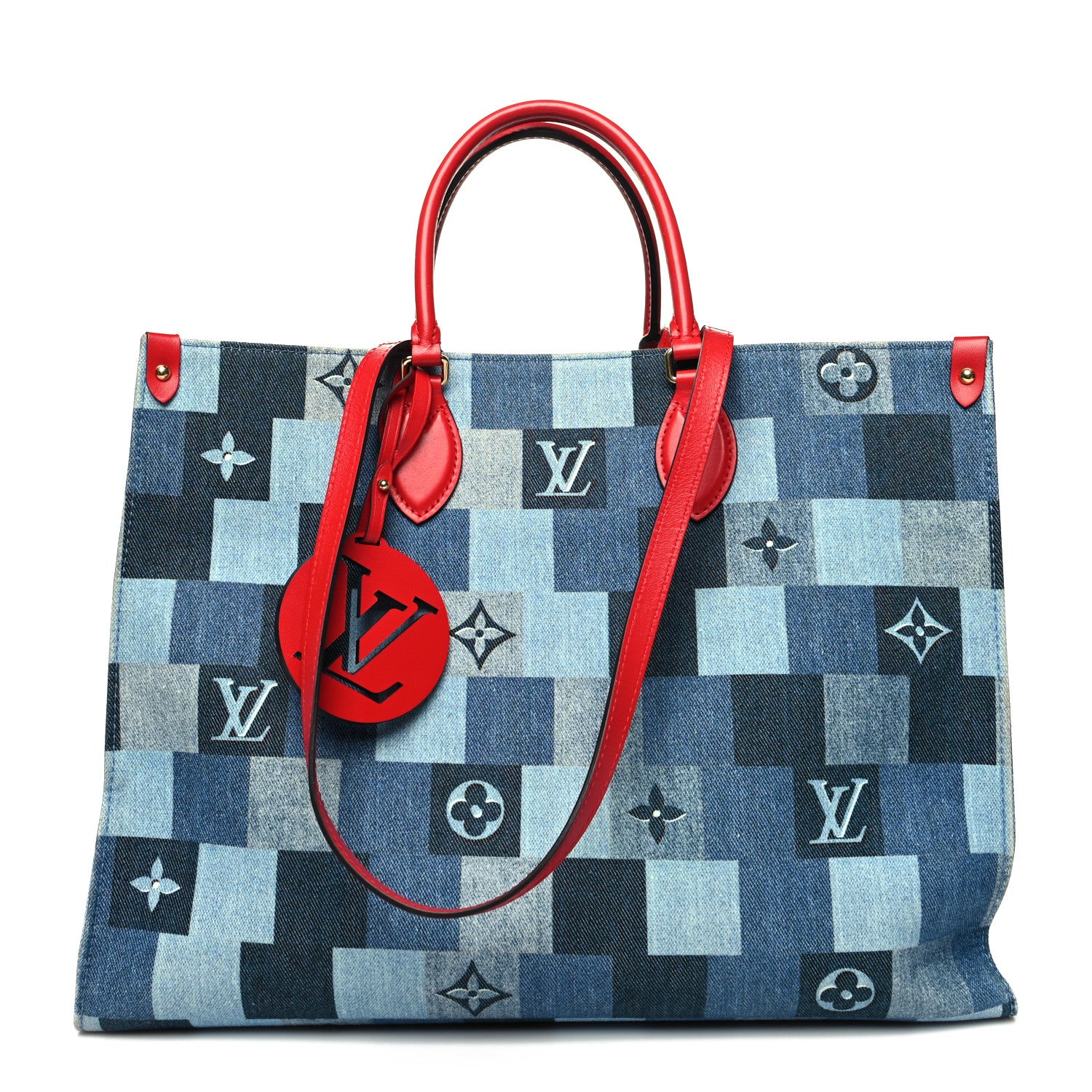 Louis Vuitton Denim Damier Monogram Onthego Blue Rouge 1 of 12