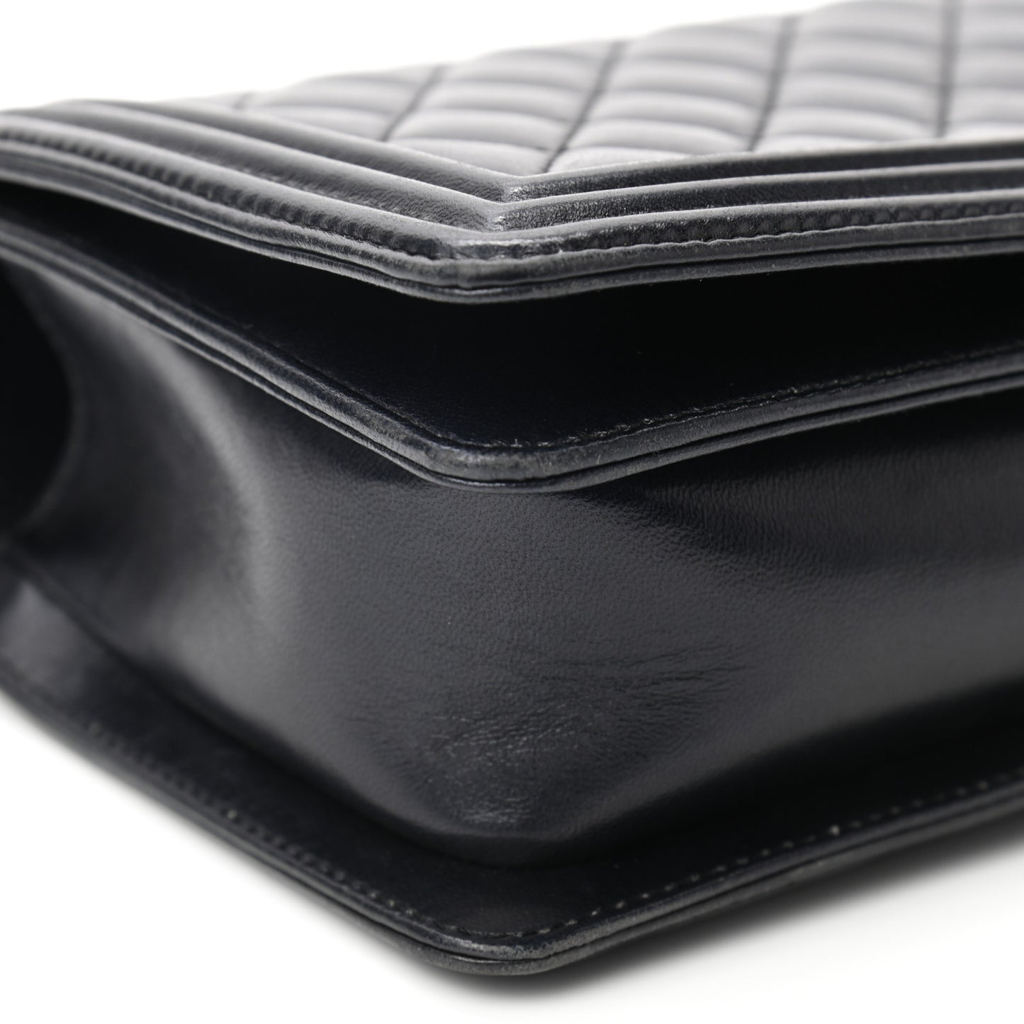 Lambskin Quilted Boy Flap Clutch Black