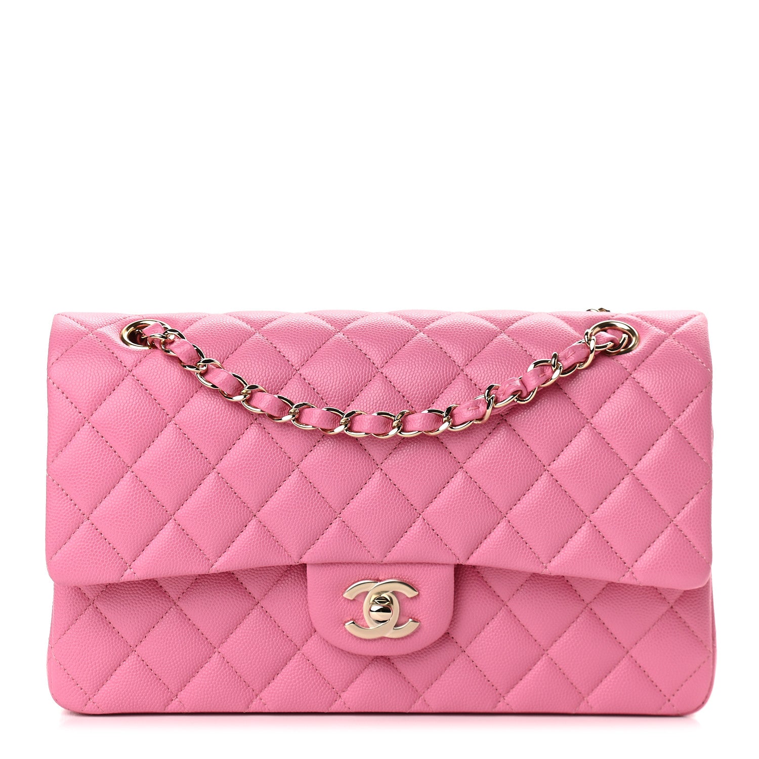Chanel Caviar Quilted Medium Double Flap Pink 1 of 8