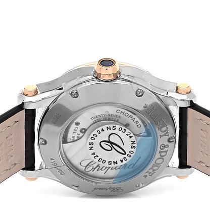 Chopard Stainless Steel 18K Rose Gold Alligator 5 Diamond 36mm Happy Sport Automatic Watch 4 of 5