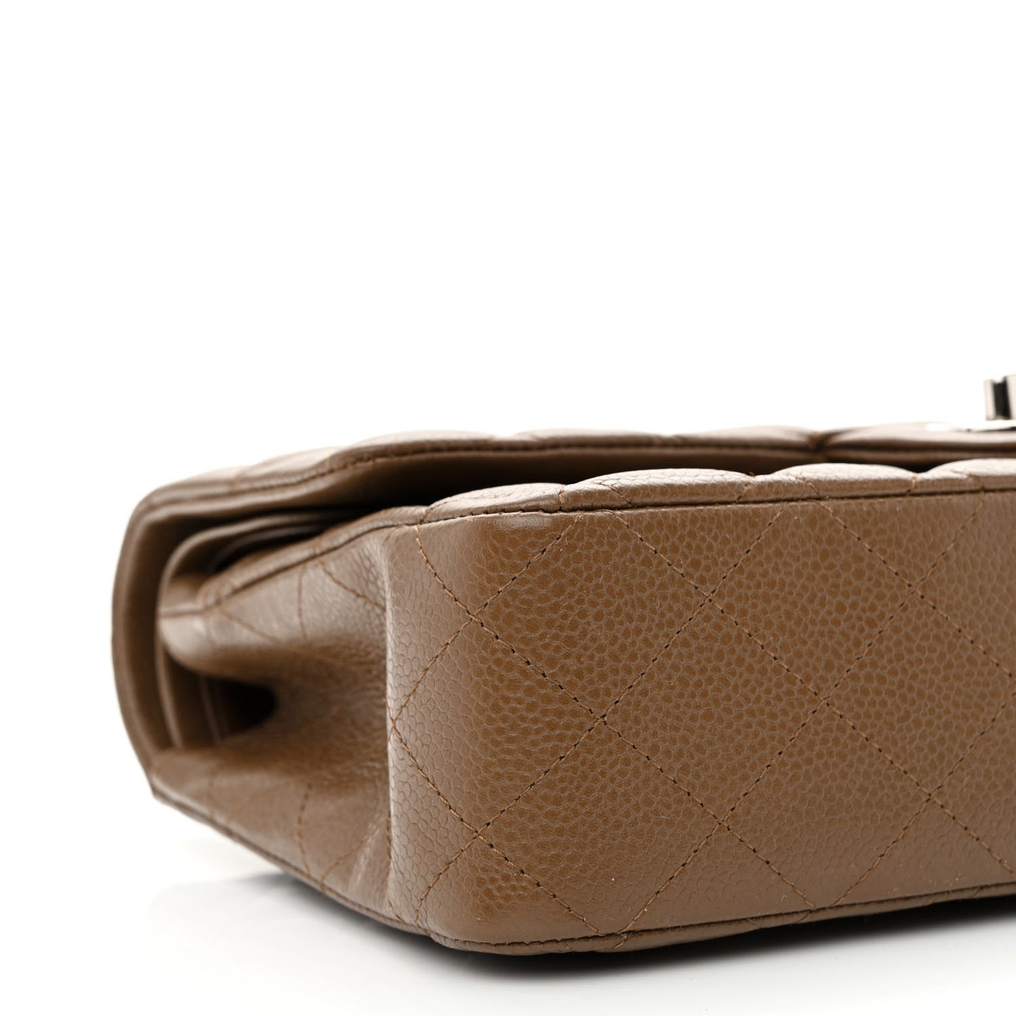 Caviar Quilted Medium Double Flap Brown
