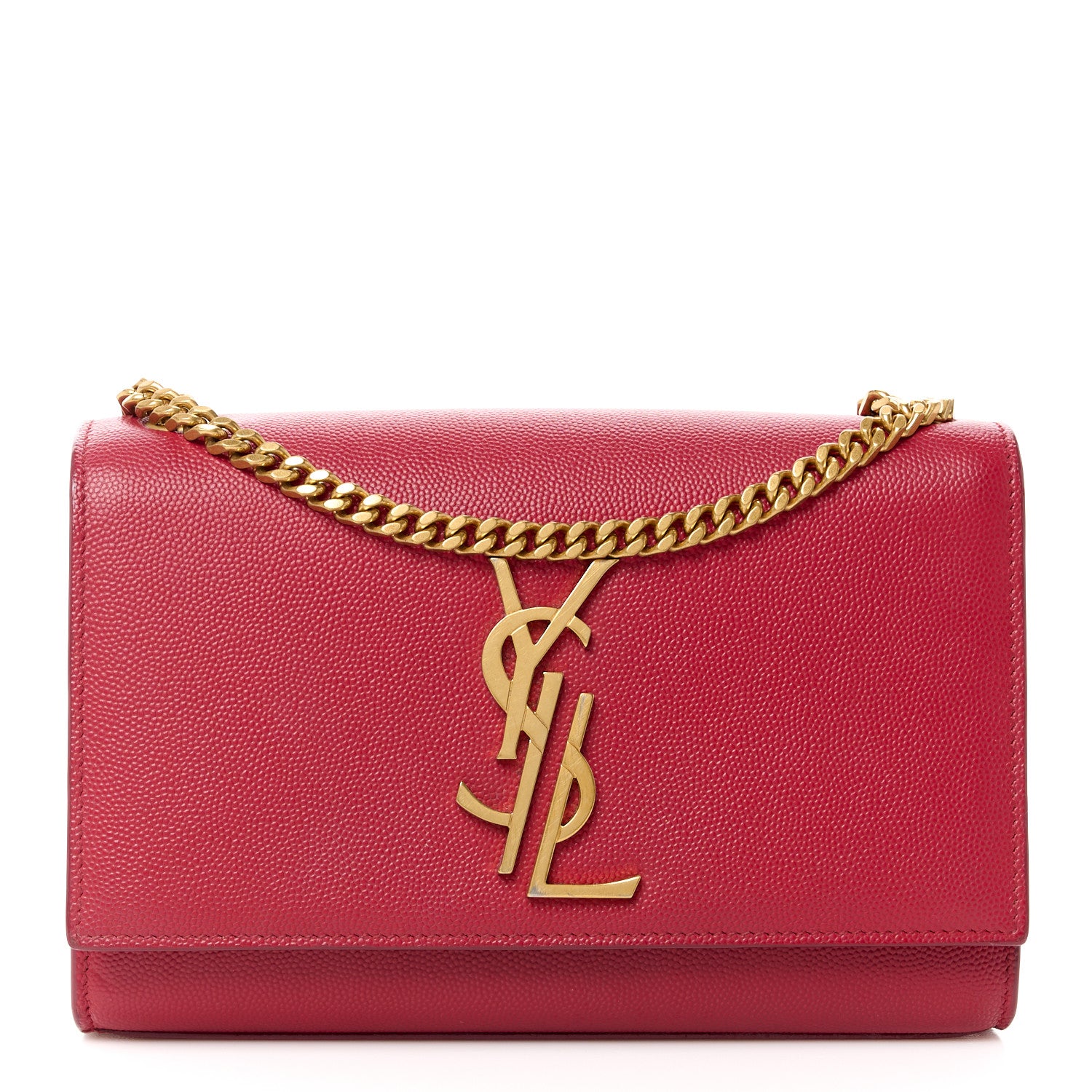 Saint Laurent Grain De Poudre Small Deconstructed Monogram Kate Satchel Red 1 of 13