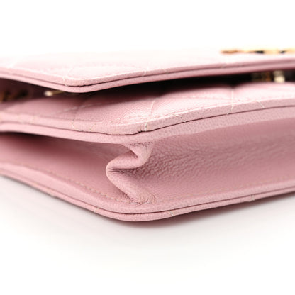 Chanel Caviar Quilted Studded CC Wallet on Chain WOC Light Pink 10 of 12